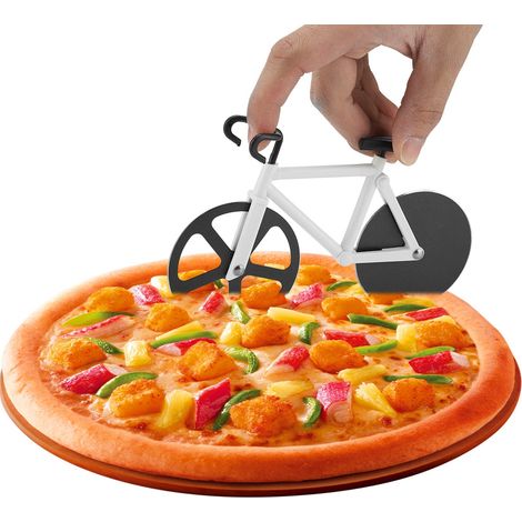 Modisches Fahrrad-Pizzamesser mit Doppelrad, weiß (1/5)