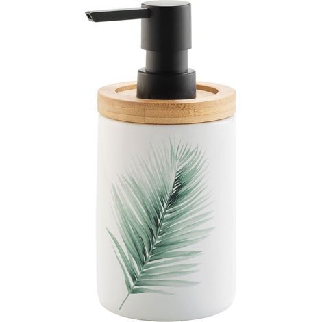 Distributeur de savon en céramique et bambou motif palmier VARADERO (1/3)