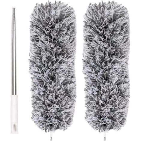 Plumeau Extensible en Microfibre avec Perche télescopique en Acier 110 po et tête Nettoyage Pliable Plumeau Plafond Lavable (1/4)