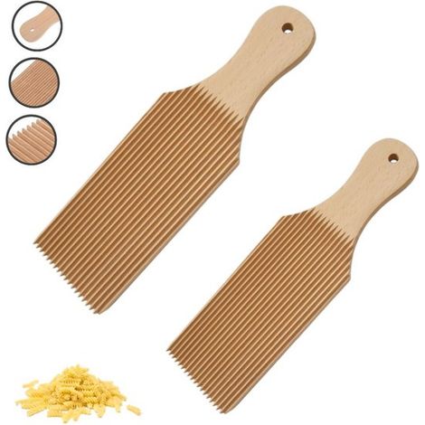2 pièces - Grille de séchage pour pâtes - Planche à découper italienne pour boulettes de riz gluant - Outil à pâtes spirales - Planche à gnocchis - Planche à pâtes - Rouleau à pâtisserie inclus - Coul (1/5)