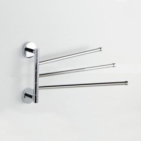 Porte-Serviettes Mural - Acier Inoxydable - Rotation 360 Degres - Pour Salle De Bain Cuisine - 3 Barres - 1 Unite (1/4)