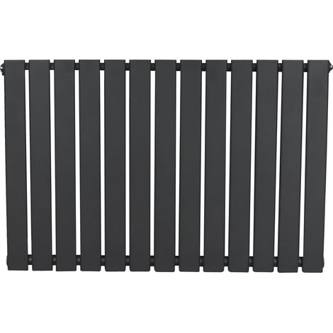 Radiateur Plat à 1 Colonne 600 x 910 mm en Acier Carbone Gris Anthracite Chauffage Centrale Moderne Horizontale Monté Sur Mur Cuisine Salle de Bain [Brosse de Nettoyage & Supports INCLUSES]