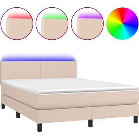 Maison Exclusive - Giroletto Molle Materasso e LED Cappuccino 140x190cm Similpelle (1/5)