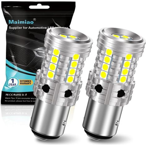 2 pièces 1157 BAY15D P21/5W Ampoule LED blanche, 2057 2357 7528 12V-24V 27SMD Remplacement pour ampoule de feu stop, feu arrière, feu de jour (1/5)