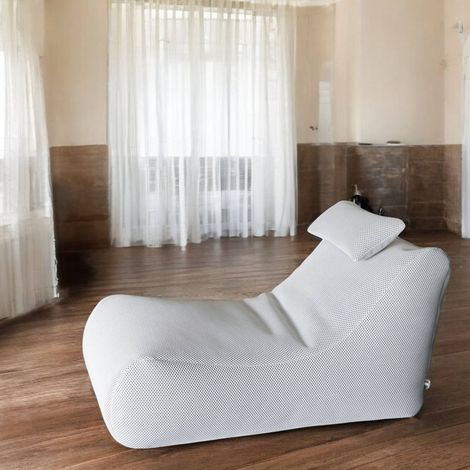 Dmora - Puf hck, Sillón multiusos, Puf, Puf reposapiés, Made in Italy, 70x120 h65 cm, Blanco (1/5)