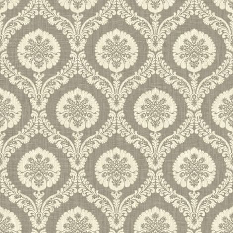 Wallquest Caspia Traditional Wallpaper Grey White Floral Acrylic Coated (1/4)