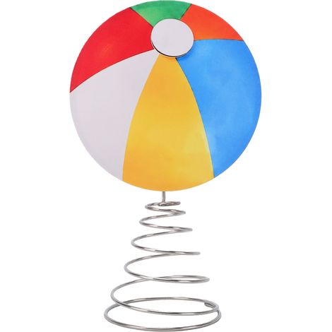 Décoration de sommet d'arbre de noël d'été, thème de plage tropicale, fête de piscine, ornement de boule de forme ronde, Base à ressort en métal Stable (1/5)