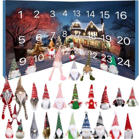 Decoración para calendario de Adviento y Navidad con gnomos, figura coleccionable de gnomo. (1/5)