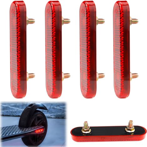 Lot de 4 réflecteurs yeux de chat - Pour vélo, moto, scooter - Avec vis M5 - Rectangulaire - Rouge (1/5)