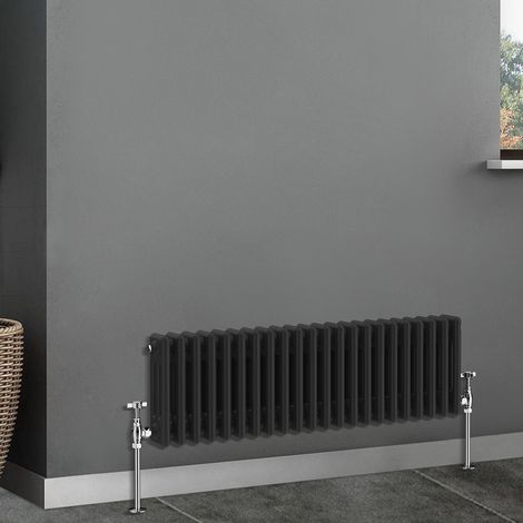 Traditional Radiator Cast Iron Style Radiator 3 Column Black 300x1012mm
