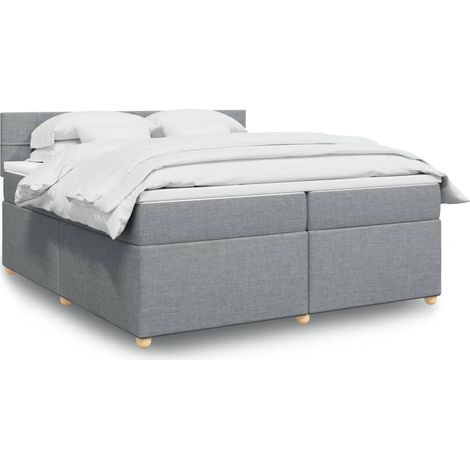 Boxspringbett mit Matratze Hellgrau 200x200 cm Stoff