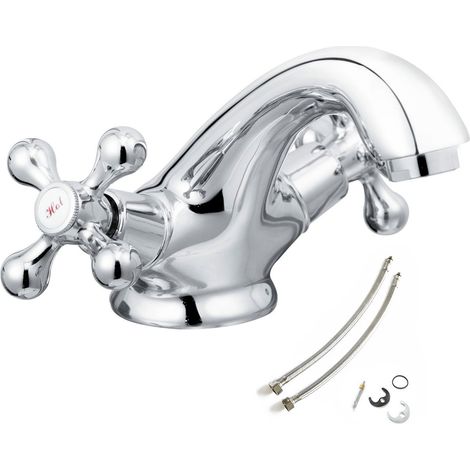 Bristan Cascade Penridge Traditional Basin Mixer Tap Chrome + Flexi Tails Hoses (1/5)