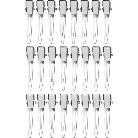 Juego de 24 pinzas para el cabello de metal plateado, estilo cocodrilo, con mango antideslizante, para peinar y dar forma al cabello. (1/5)