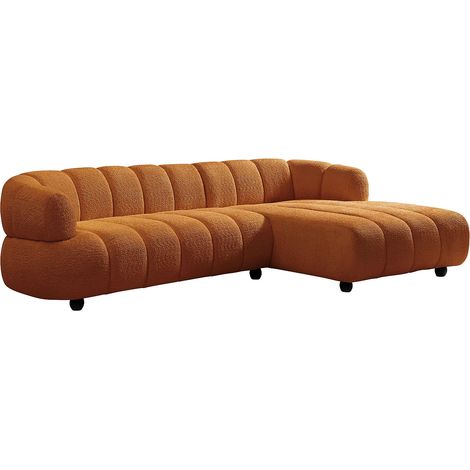 Divano angolare destro in tessuto bouclé terracotta COLIANI (1/5)