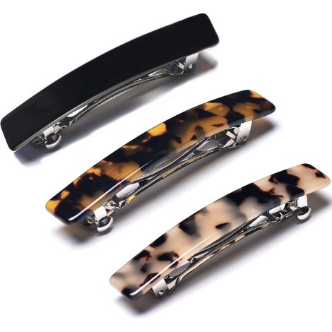 3 barrettes cheveux femme, forme rectangle, chic et automatiques, motif écailles. (1/5)