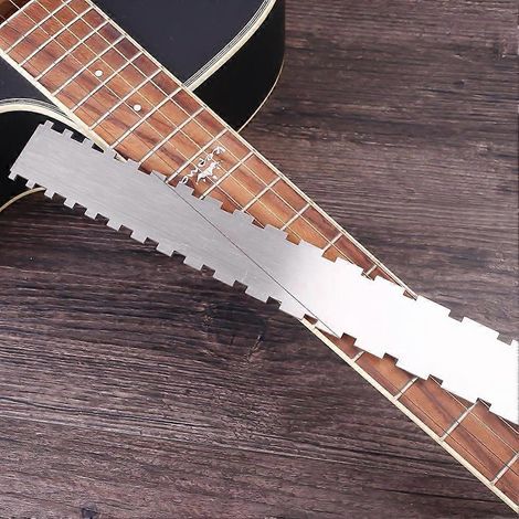 Règle droite biseautée pour manche de guitare, outil de mesure d'alignement du seuil de hauteur des cordes en acier inoxydable antirouille pour luthiers de guitare basse (1/5)