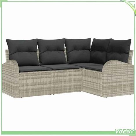 Ensemble canapé de jardin 4 pcs - FAFEICY - Modulaire - Gris clair - Polyrotin - Anti-UV (1/5)