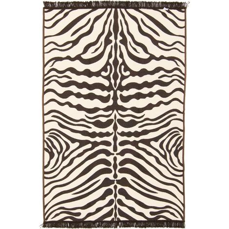 Kilim moderne Tapis Munita - 215x140cm, Rectangular - 100% Coton - Tissé - Noir