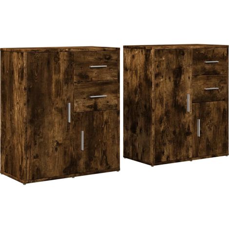 Credenza cassettiera mobile contenitore organizer cucina soggiorno salotti set di 2 60 x 31 x 70 cm legno ingegnerizzato marrone 020036738