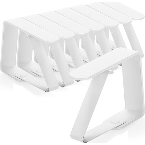 8X Pince à nappe, Acier inoxydable peint blanc, Pour intérieur et extérieur, Table de jardin et camping (1/5)