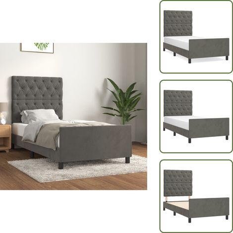 Cadre de lit sans matelas gris foncé 80x200 cm velours - Lit Plateforme - Cadre De Lit - Lit Double - Lit Rembourré - Lit Design (1/5)