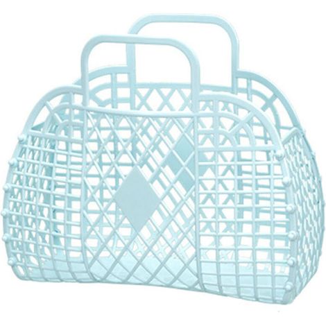 Panier de rangement pliable bleu, sac réutilisable pour plage, maison, shopping, jouets, vêtements - 355x150x300mm (1/4)