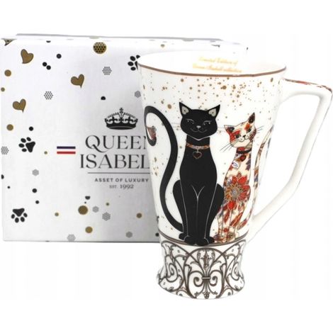 Elegante taza grande de porcelana, colección Gatos, 400 ml, ideal para regalar. (1/4)