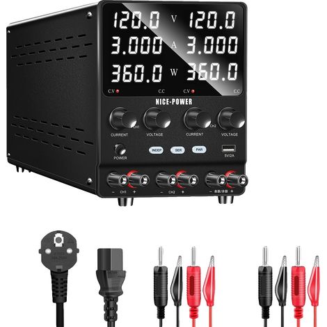Fuente de alimentación de CC, voltaje ajustable, salida de doble canal, 120 V 3 A, doble canal (1/2)
