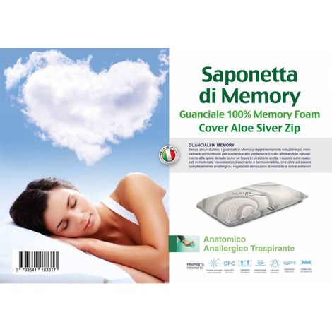 GUANCIALE ALOE SILVER MEMORY FOAM SAPONETTA H.13