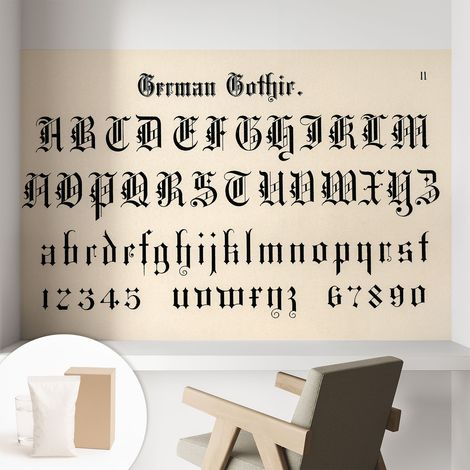 Papier peint intissé décoratif avec motifs pour salon et chambre a motif - Colle incluse gratuite Lettres gothiques 104x70 cm (1/5)
