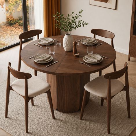 Table de salle à manger ronde 120 cm – Pour 4 à 6 personnes – Design scandinave – Matériaux durables – Montage facile