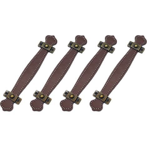 BEBUSINGOTO Stück antike Leder-Schubladengriffe, braune Leder-Kofferknöpfe, schraubenlos, geeignet für Schubladen, Schranktüren, Koffertaschen