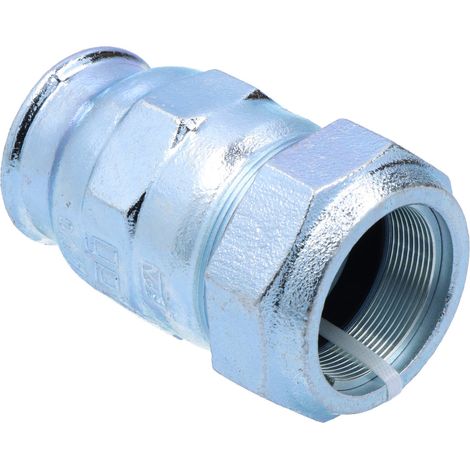 Gebo – Raccord compression femelle 15x21 pour tube acier 21,3 mm – Fonte malléable – Normes DIN EN 10255 – Installation eau potable et air comprimé