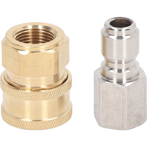 Raccords pour nettoyeur haute pression 5000 PSI, adaptateur de tuyau pour machine à laver, connecteurs mâle et femelle G3/8" (fiche et prise femelles). (1/5)