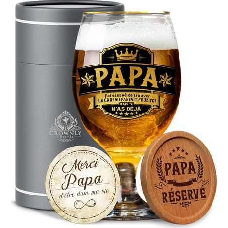 Verre à Bière Personnalisé Cadeau Papa Drôle Anniversaire Fête des Pères Idée Cadeau Homme (1/5)