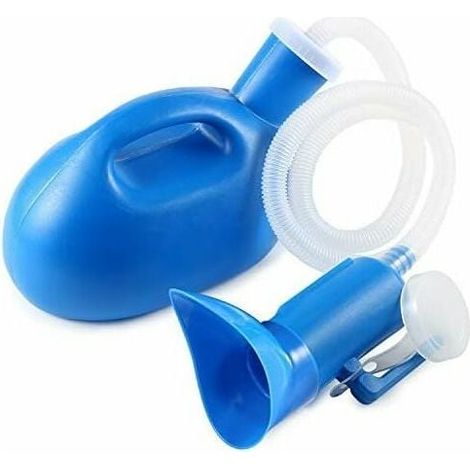 Tragbare Urinalflasche für unterwegs, 2000 ml, Unisex, mit Schlauch, für Reisen, Auto, Camping, Krankenhaus (blau) (1/4)