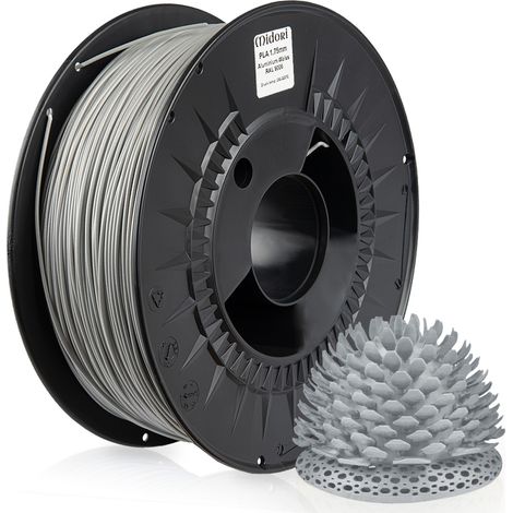 MIDORI® 3D Drucker 1,75mm PLA Filament 1kg Spule Rolle Premium Aluminium Weiß RAL9006 (1/5)