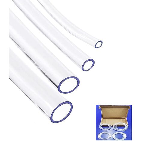 Kit Tuyau Transparent, Diamètre Intérieur 2mm 3mm 4mm 5mm, 12 mètres, Tube Flexible de Pression Tuyau en Plastique Pour Réparation à Domicile Aquarium Tuyaux (1/4)