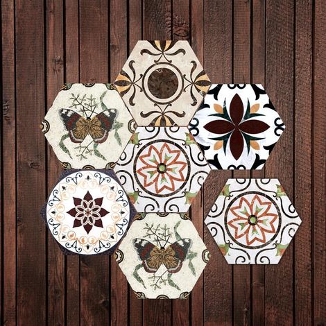5x Imperméable à l'eau Hexagone Mur Carrelage Sol Papier Peint Autocollant Mur DIY Décor 05 (1/5)