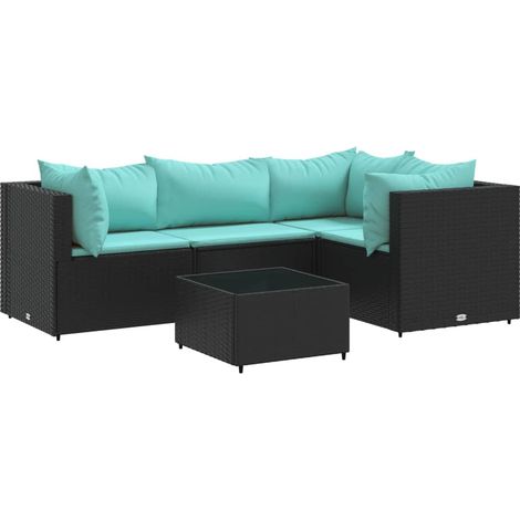 Maison Exclusive - 5-tlg. Garten-Lounge-Set mit Kissen Schwarz Po