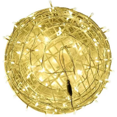 Guirlande lumineuse LED boule en rotin suspendue pour arbre, éclairage extérieur solaire et courant continu IP66. A26 (1/5)