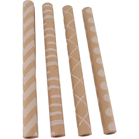 Lot de 3 rouleaux de papier kraft écologique pour emballage cadeau, anniversaire, mariage, avec étiquettes (1/5)