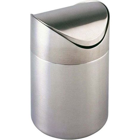 Poubelle Otranto inox satiné 3 litres 16 cm salle de bain poubelle cosmétique design petite poubelle de salle de bain poubelle à bascule inox 3 litres rostfrei idéal pour le bain