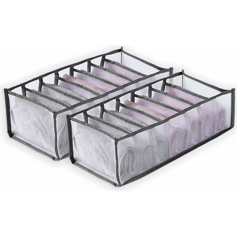 VURAHOME - Lot De 2 Boîtes De Rangement Pliables Pour Vêtements, Jeans, 7 Compartiments De Gris Pour Pantalons, Leggings, T-Shirts (1/5)