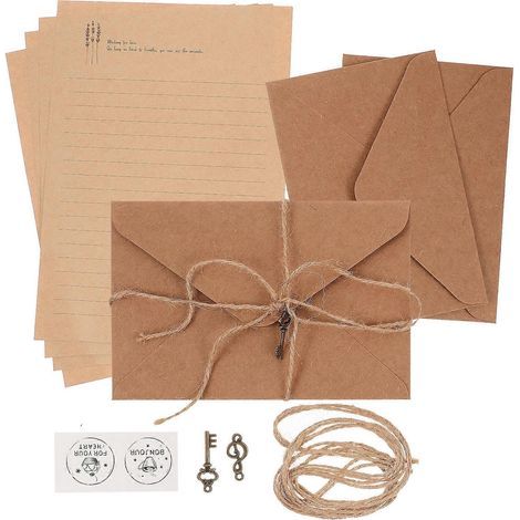 Sets Briefpapier im Vintage-Stil, Briefumschlagset, tragbares Retro-Schreibwarenset (1/3)