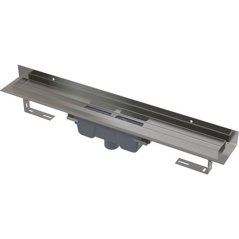 Alca - Caniveau de douche Professional 75 cm, avec rebord pour grille pleine, évacuation verticale, inox APZ1006-750 (1/4)