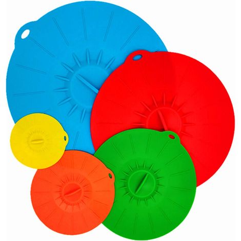 Couvercles en silicone, couvercles combinés pour aliments pour micro-ondes avec effet d'aspiration pour la cuisine, lot de 5 (1/5)