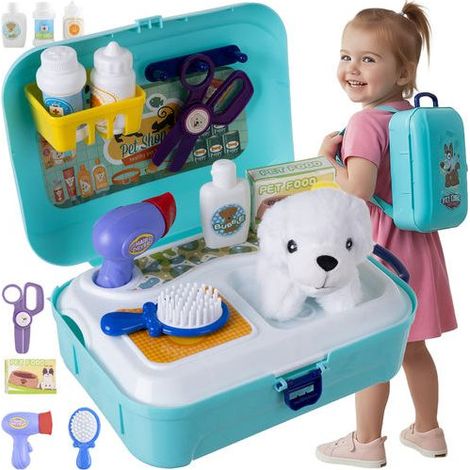 Ensemble de jouets de toilettage pour chien de type sac à dos, accessoires inclus. (1/5)