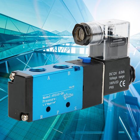 4V210-08 Électrovanne 5 voies 2 positions PT1/4 po Air filtré DC3W AC 6VA (DC12V) (1/5)