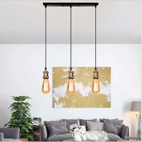 Lampe Suspension Luminaire Industrielle Bronze Lustre Palfonnier en Métal pour salon Chambre (1/4)